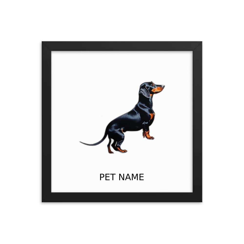 PugMug Custom Black Dachshund Framed Print with Your Pet’s Name