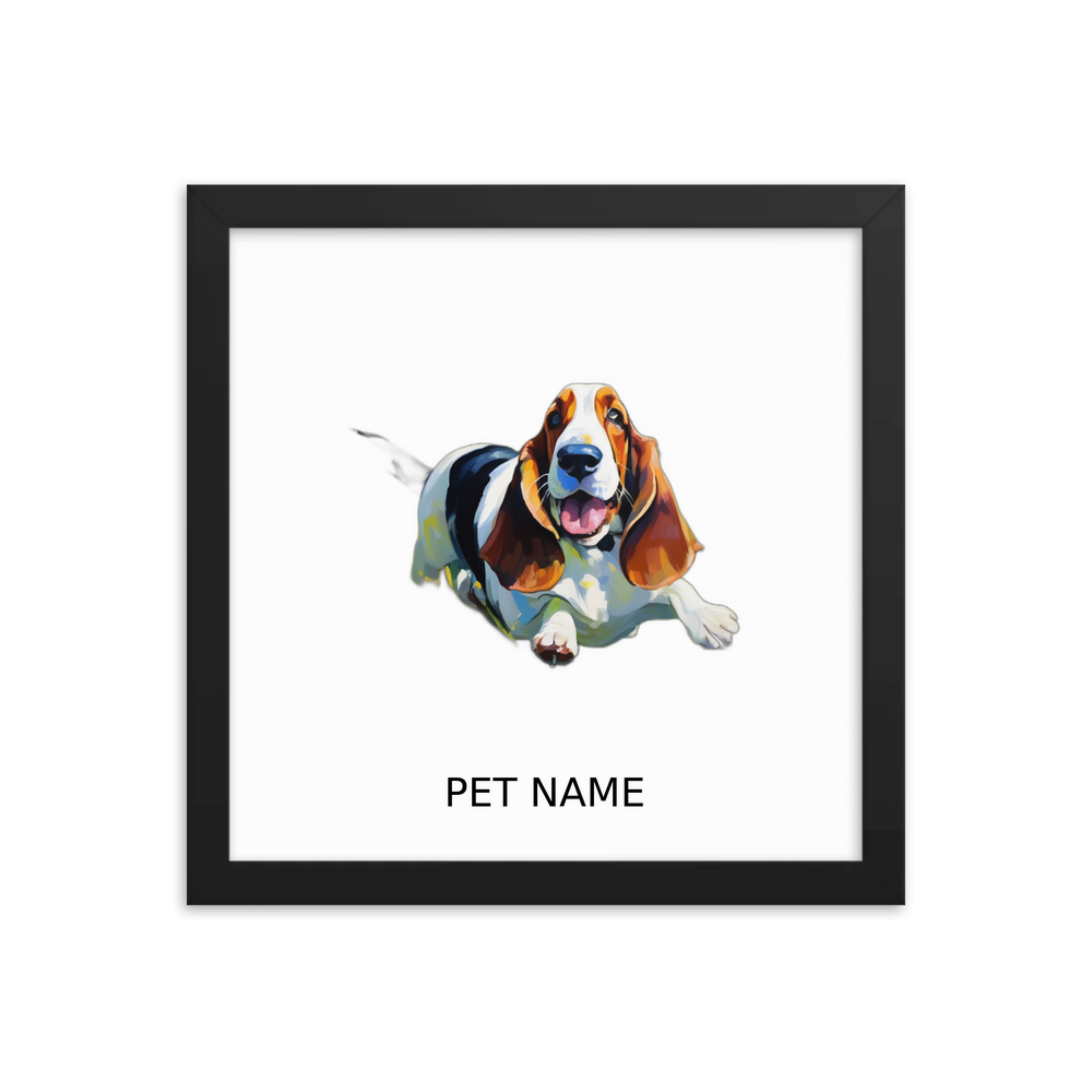 PugMug Custom Basset Hound Framed Print with Your Pet’s Name