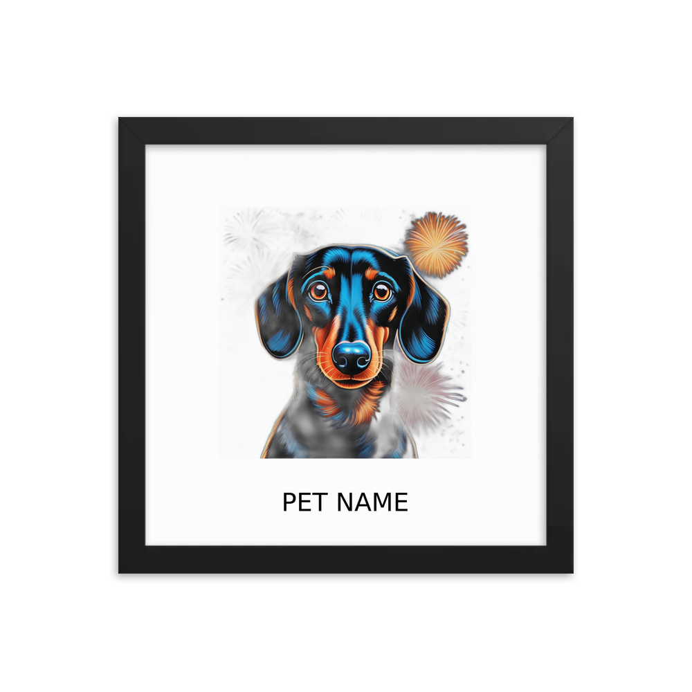 PugMug Custom Black Dachshund Framed Print with Your Pet’s Name
