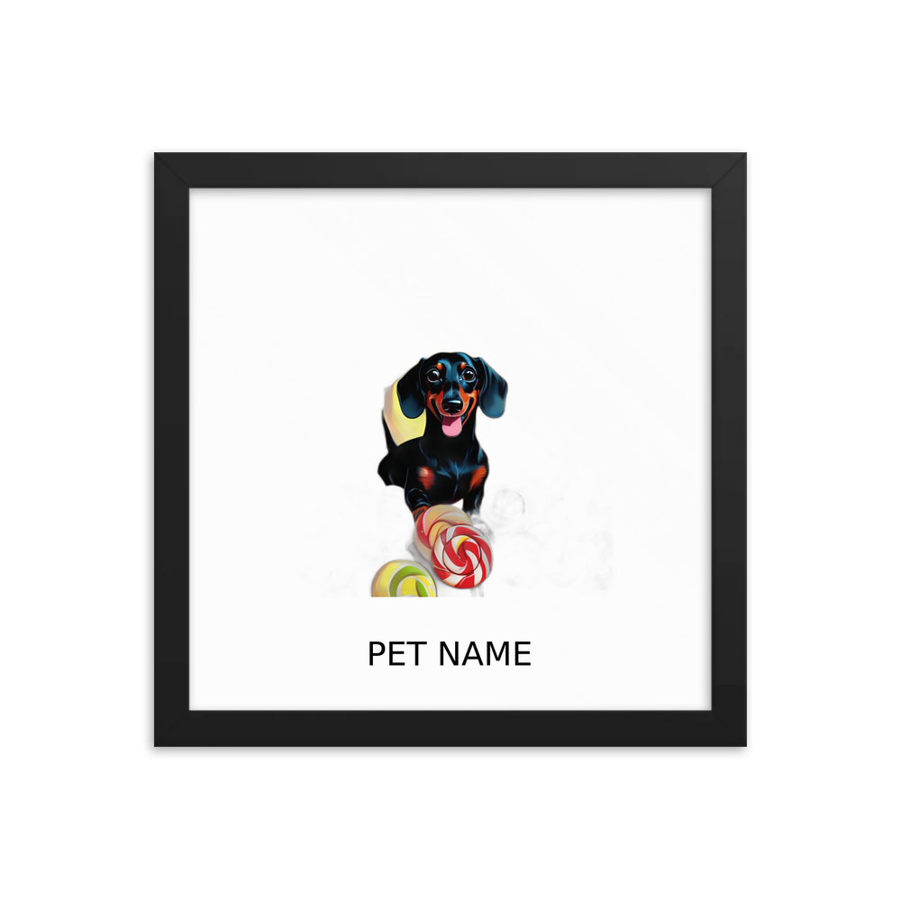 PugMug Custom Black Dachshund Framed Print with Your Pet’s Name
