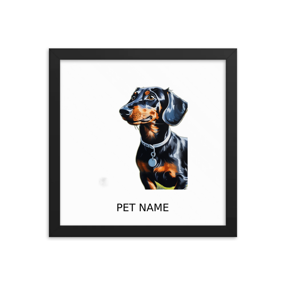 PugMug Custom Black Dachshund Framed Print with Your Pet’s Name