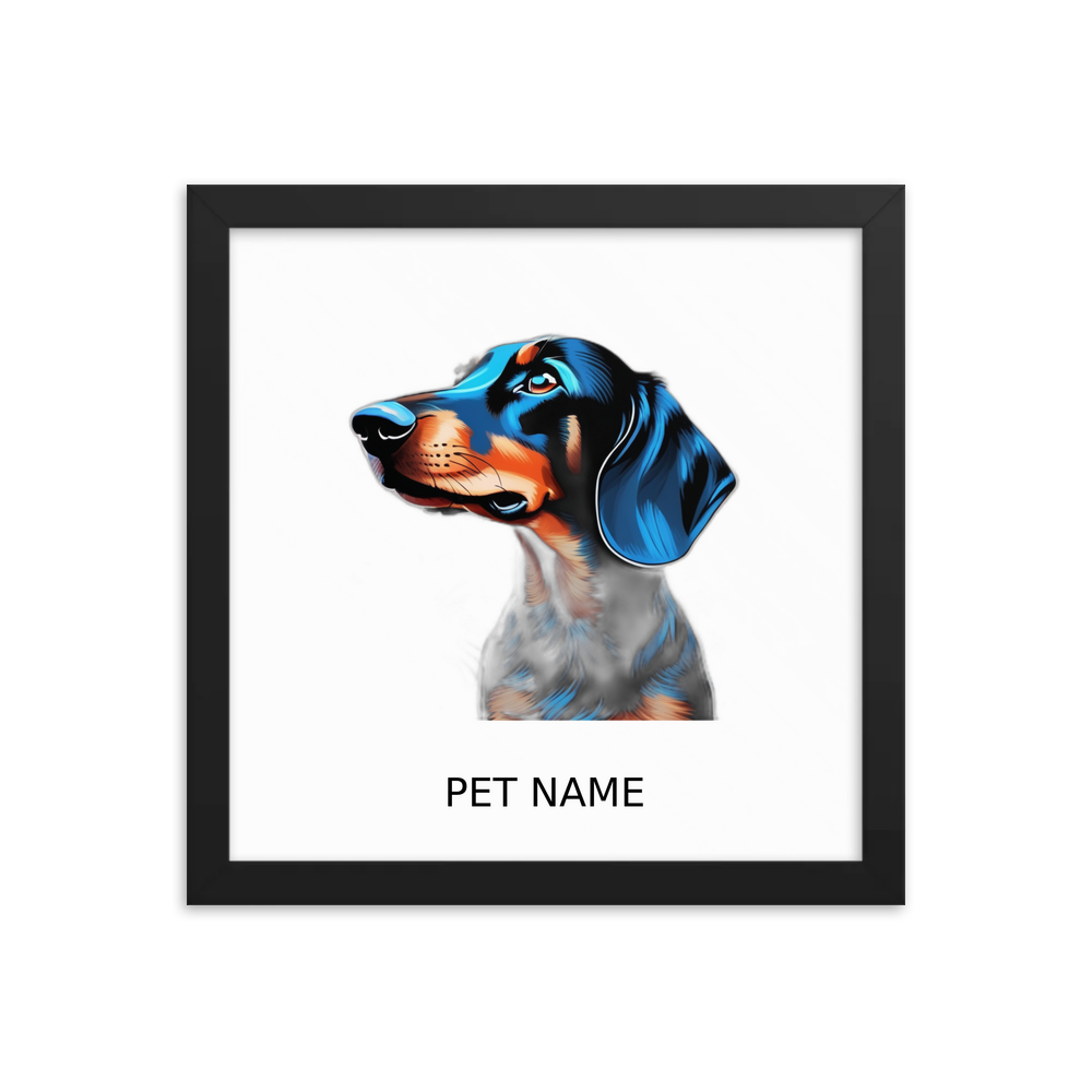 PugMug Custom Black Dachshund Framed Print with Your Pet’s Name