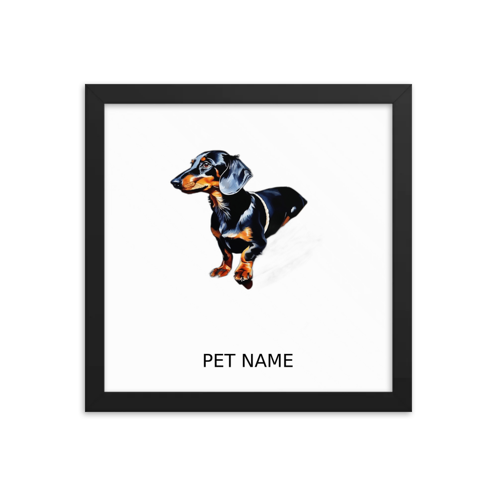 PugMug Custom Black Dachshund Framed Print with Your Pet’s Name