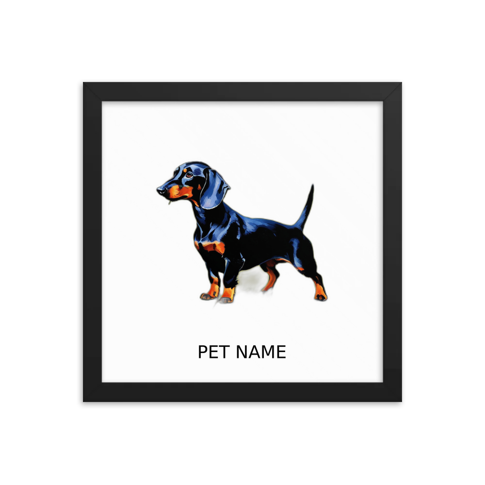 PugMug Custom Black Dachshund Framed Print with Your Pet’s Name