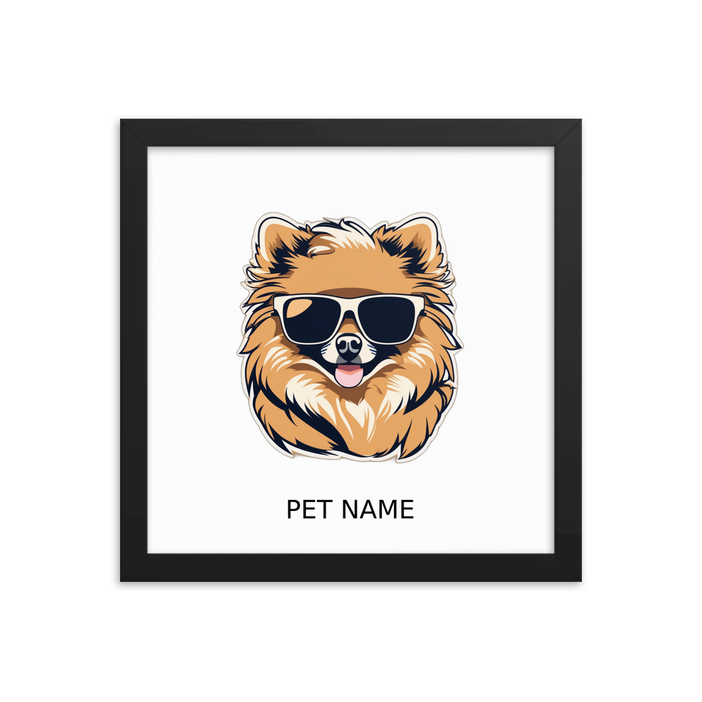 PugMug Custom Tan Pomeranian Framed Print with Your Pet’s Name