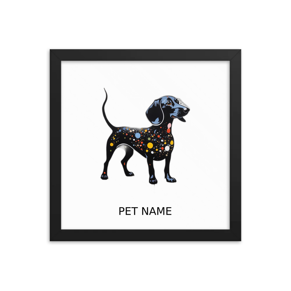 PugMug Custom Black Dachshund Framed Print with Your Pet’s Name