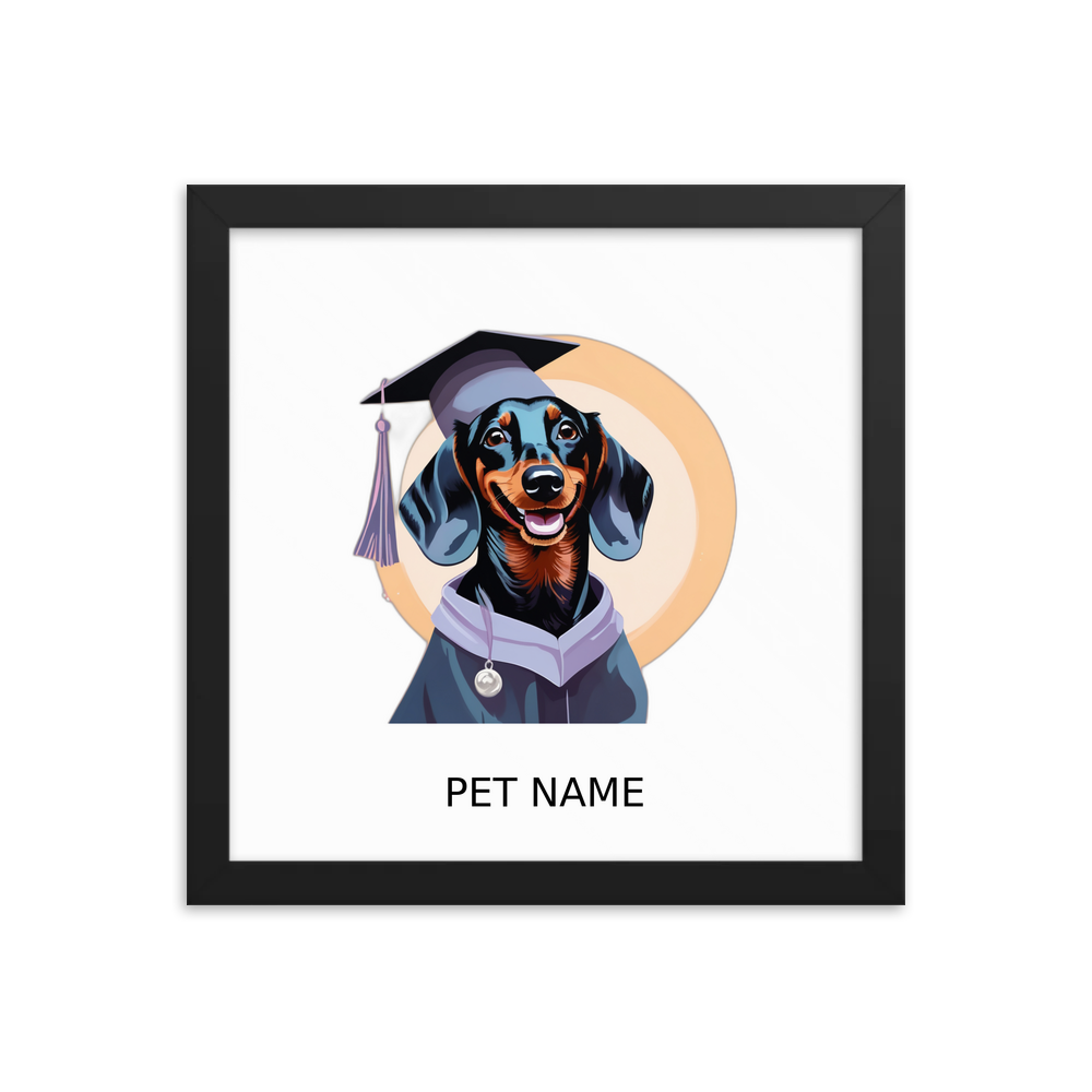 PugMug Custom Black Dachshund Framed Print with Your Pet’s Name