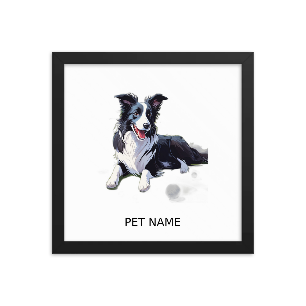 PugMug Custom Border Collie Framed Print with Your Pet’s Name
