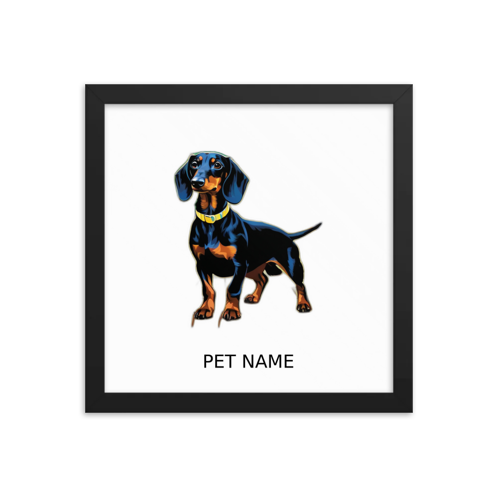 PugMug Custom Black Dachshund Framed Print with Your Pet’s Name