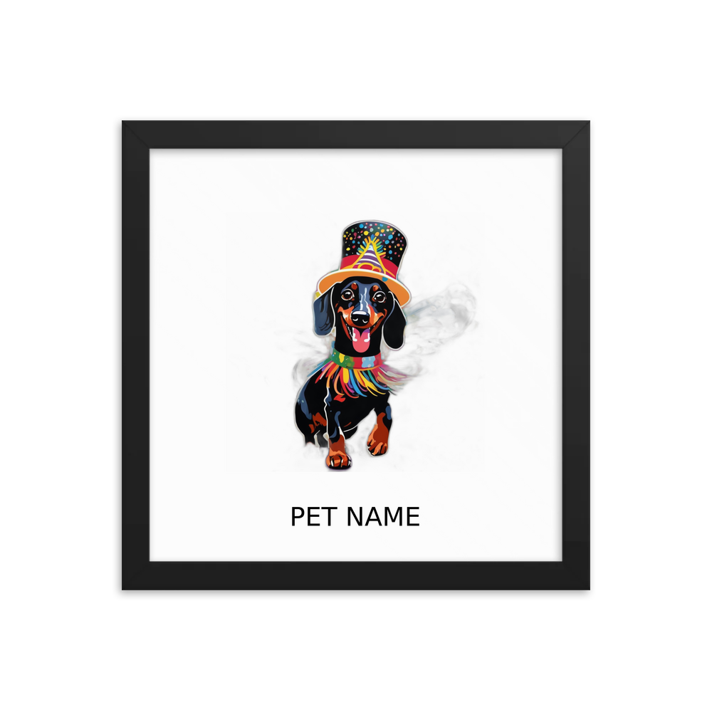 PugMug Custom Black Dachshund Framed Print with Your Pet’s Name