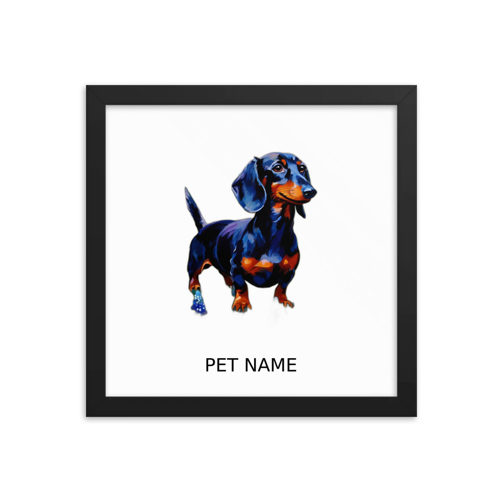 PugMug Custom Black Dachshund Framed Print with Your Pet’s Name