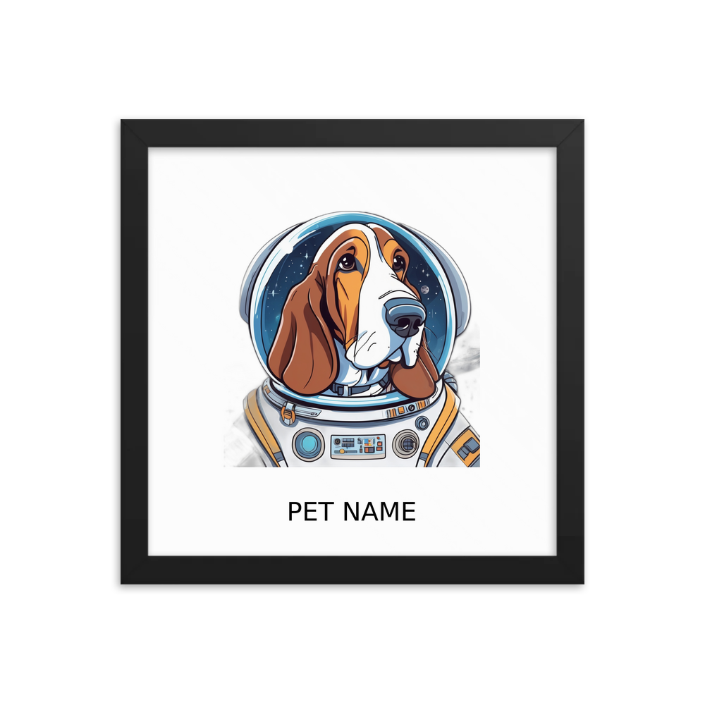 PugMug Custom Basset Hound Framed Print with Your Pet’s Name