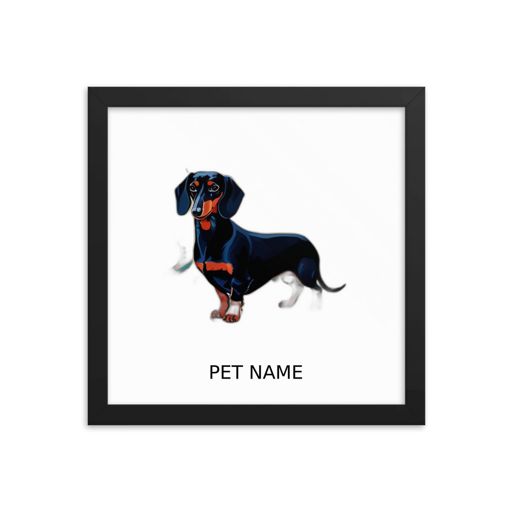 PugMug Custom Black Dachshund Framed Print with Your Pet’s Name
