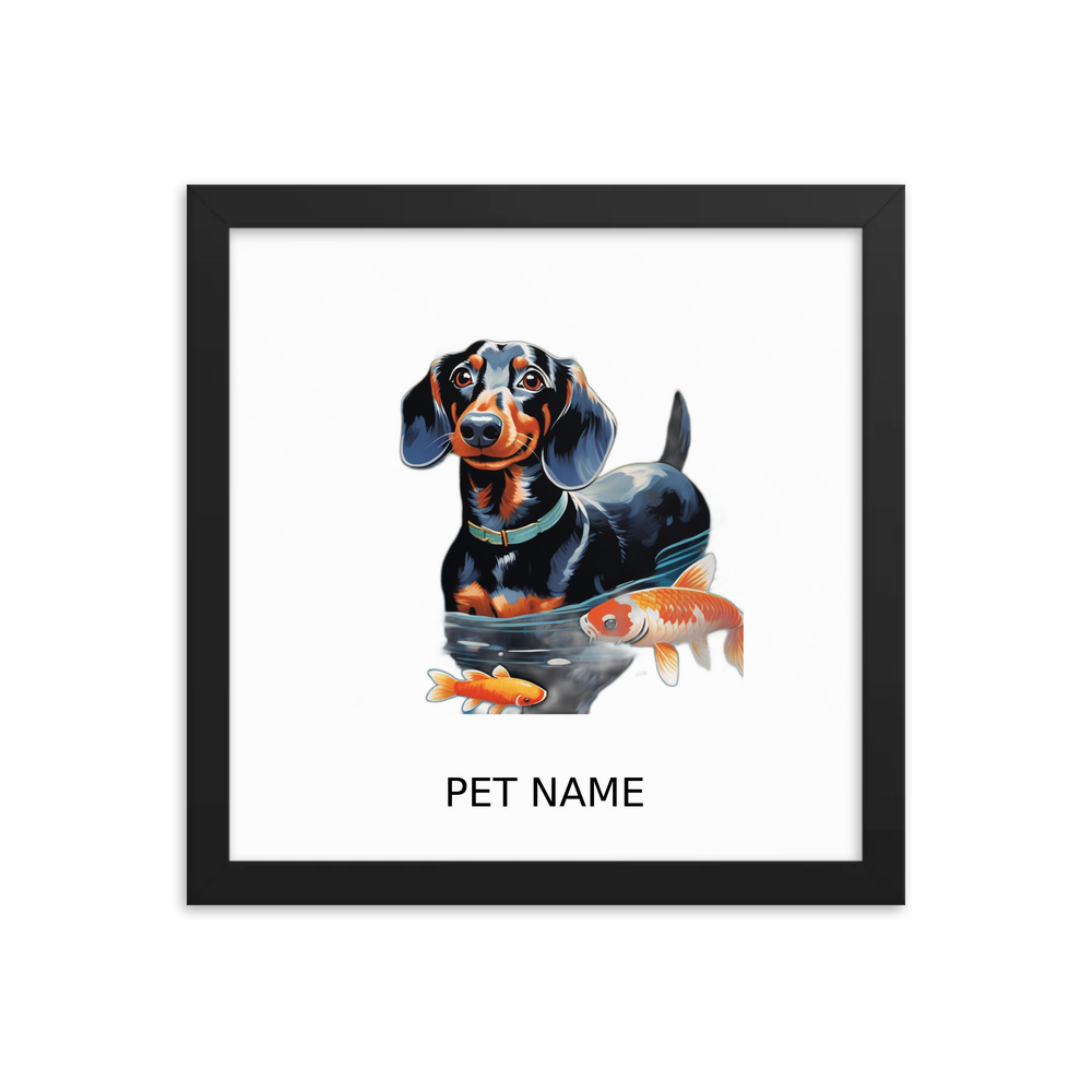PugMug Custom Black Dachshund Framed Print with Your Pet’s Name