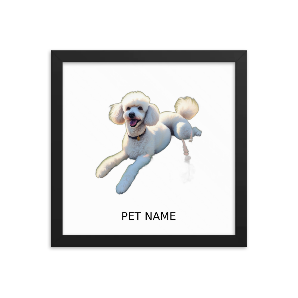 PugMug Custom White Poodle Framed Print with Your Pet’s Name