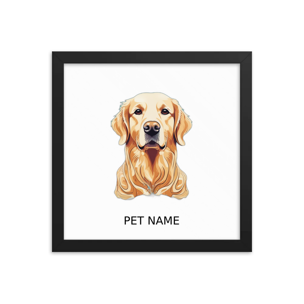PugMug Custom Golden Retriever Framed Print with Your Pet’s Name