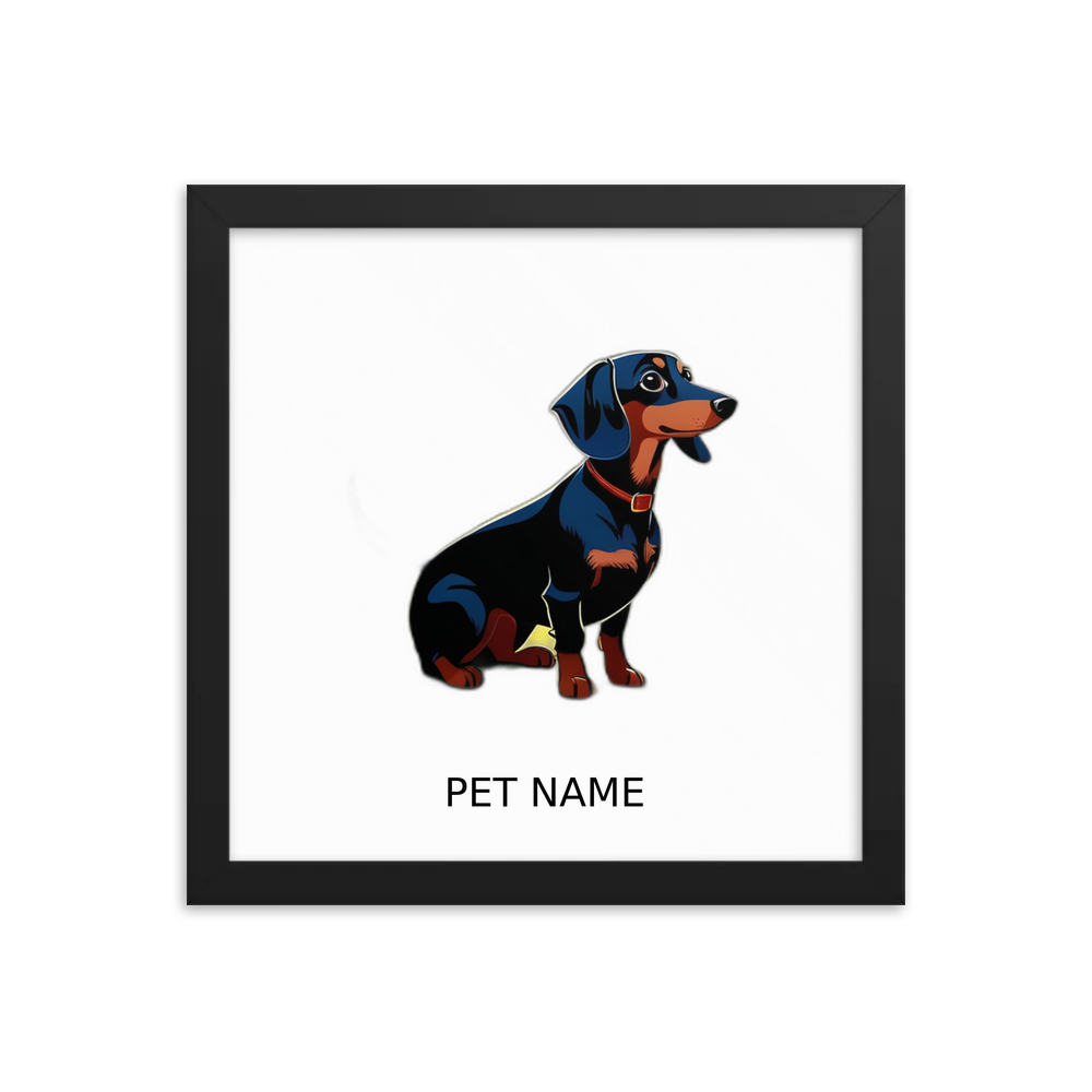 PugMug Custom Black Dachshund Framed Print with Your Pet’s Name