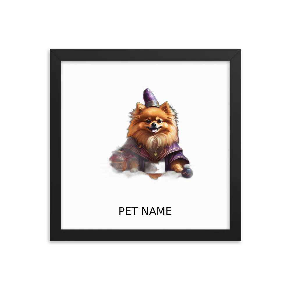 PugMug Custom Tan Pomeranian Framed Print with Your Pet’s Name