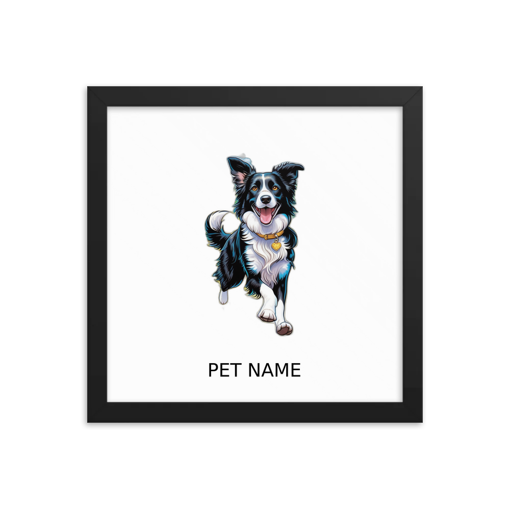 PugMug Custom Border Collie Framed Print with Your Pet’s Name