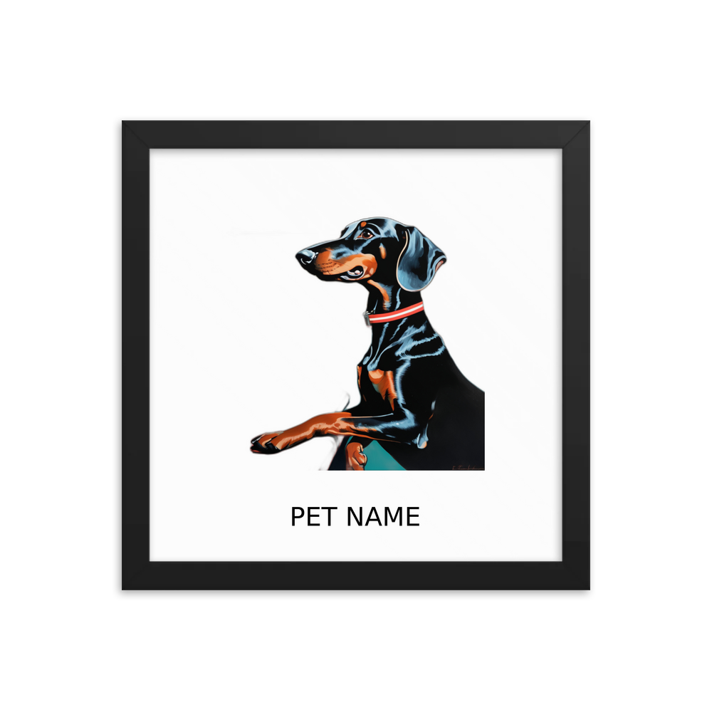 PugMug Custom Black Dachshund Framed Print with Your Pet’s Name