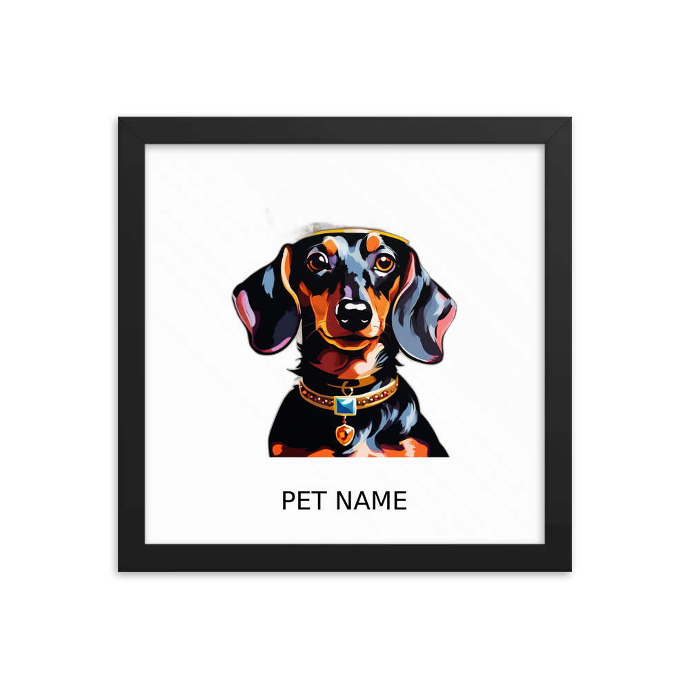 PugMug Custom Black Dachshund Framed Print with Your Pet’s Name