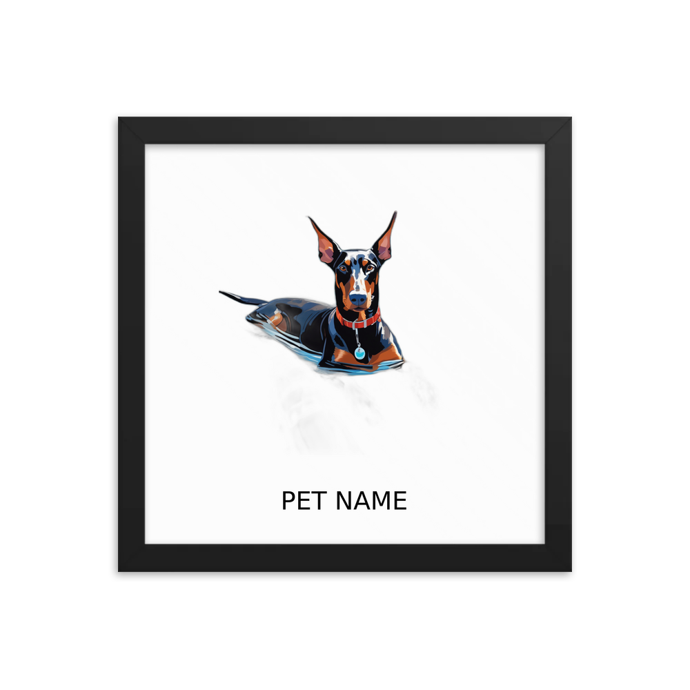 PugMug Custom Doberman Pinscher Framed Print with Your Pet’s Name