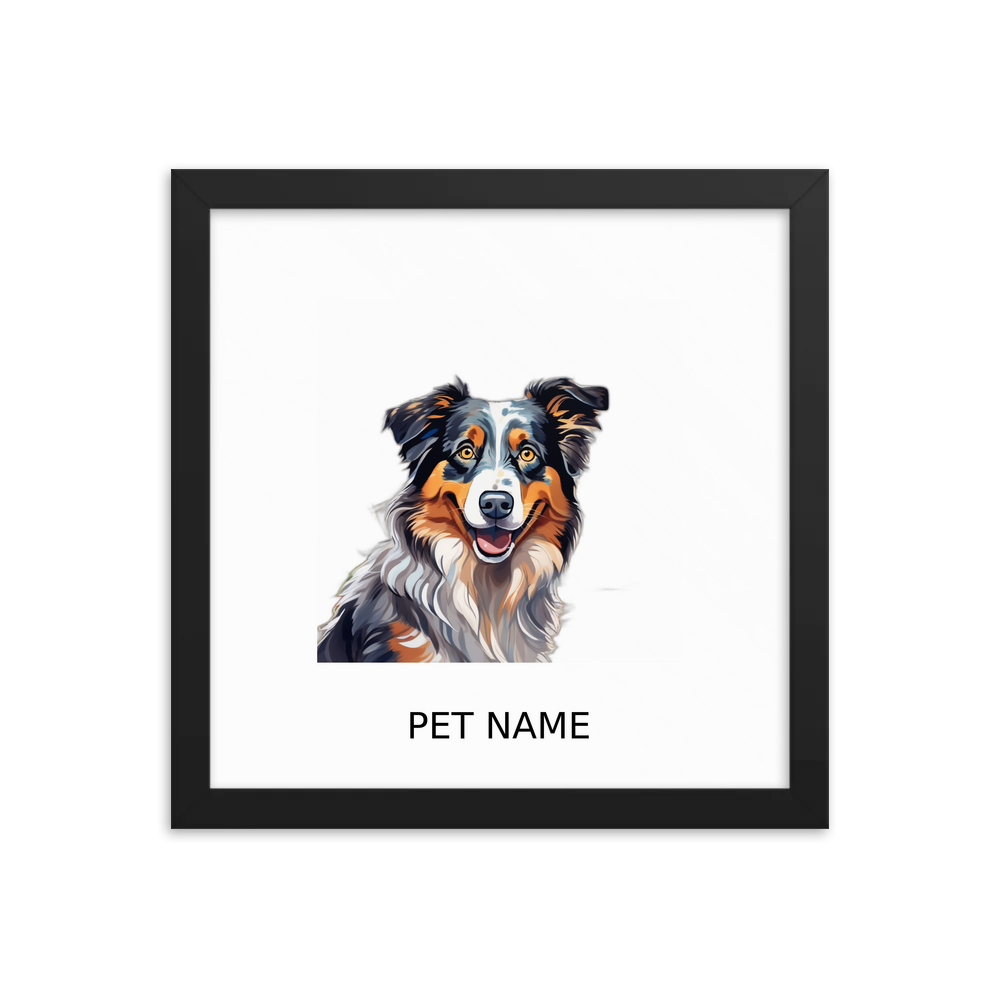 PugMug Custom Australian Shepherd Dog Framed Print with Your Pet’s Name