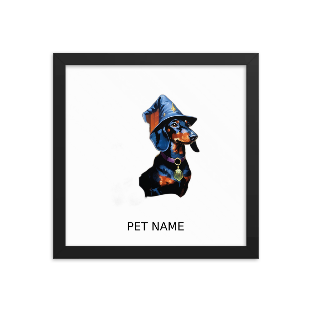 PugMug Custom Black Dachshund Framed Print with Your Pet’s Name