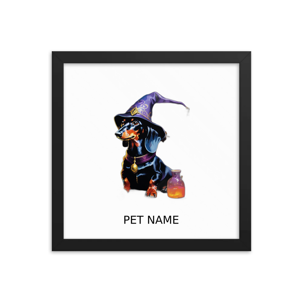PugMug Custom Black Dachshund Framed Print with Your Pet’s Name