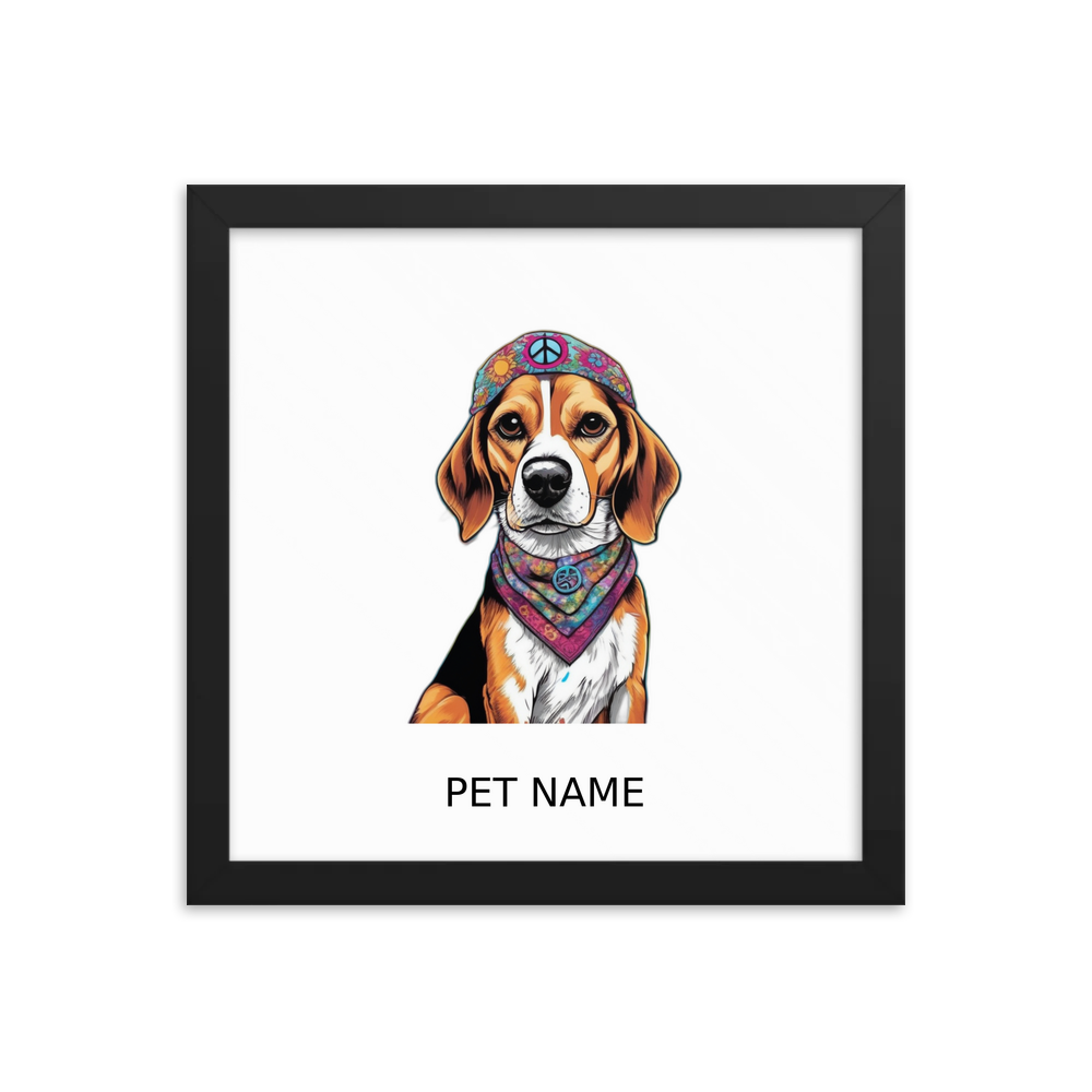 PugMug Custom Beagle Framed Print with Your Pet’s Name