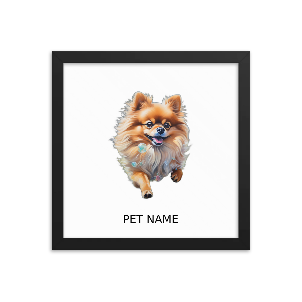PugMug Custom Tan Pomeranian Framed Print with Your Pet’s Name