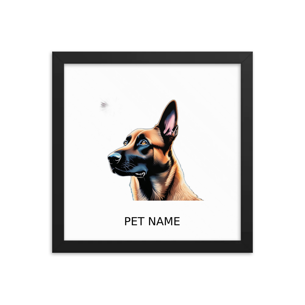 PugMug Custom Belgian Malinois Framed Print with Your Pet’s Name