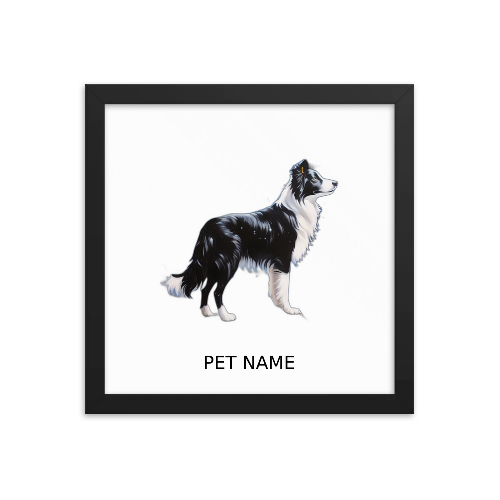 PugMug Custom Border Collie Framed Print with Your Pet’s Name