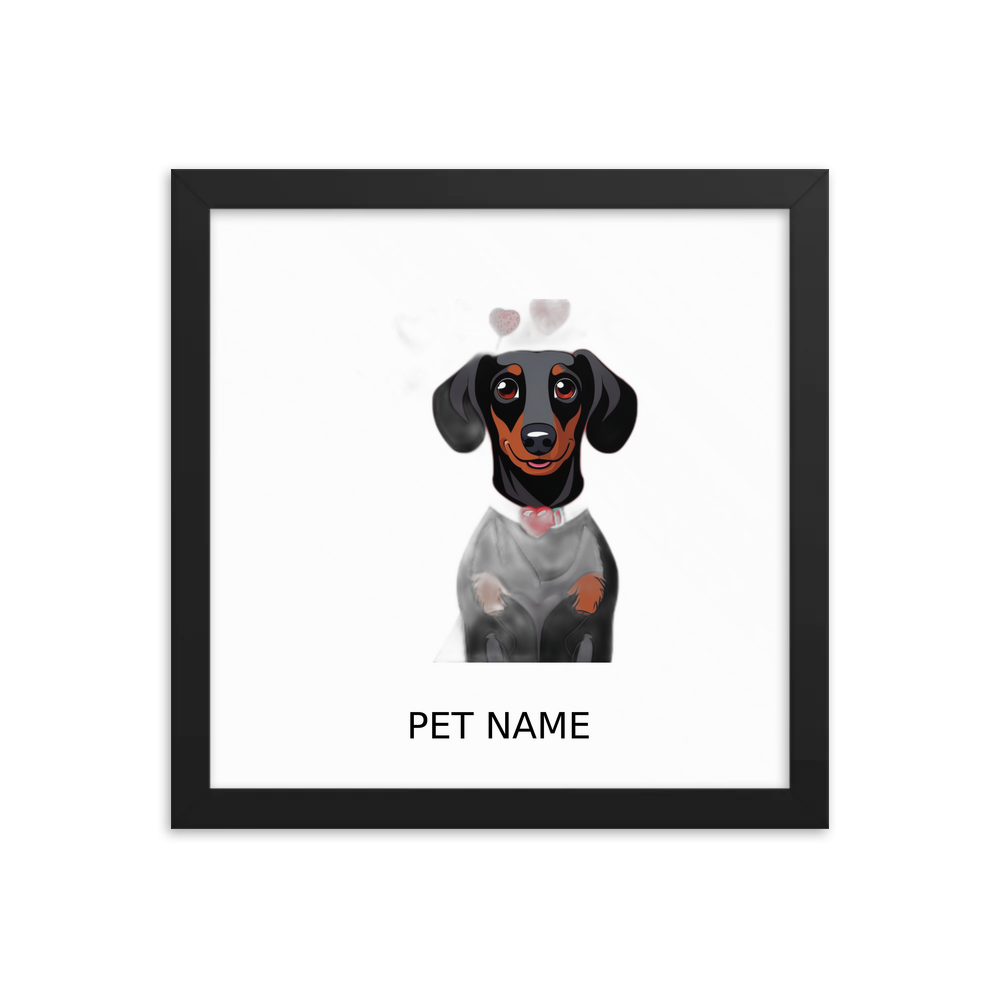 PugMug Custom Black Dachshund Framed Print with Your Pet’s Name