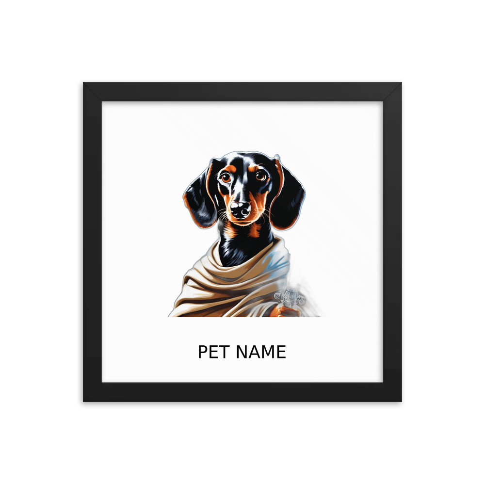 PugMug Custom Black Dachshund Framed Print with Your Pet’s Name