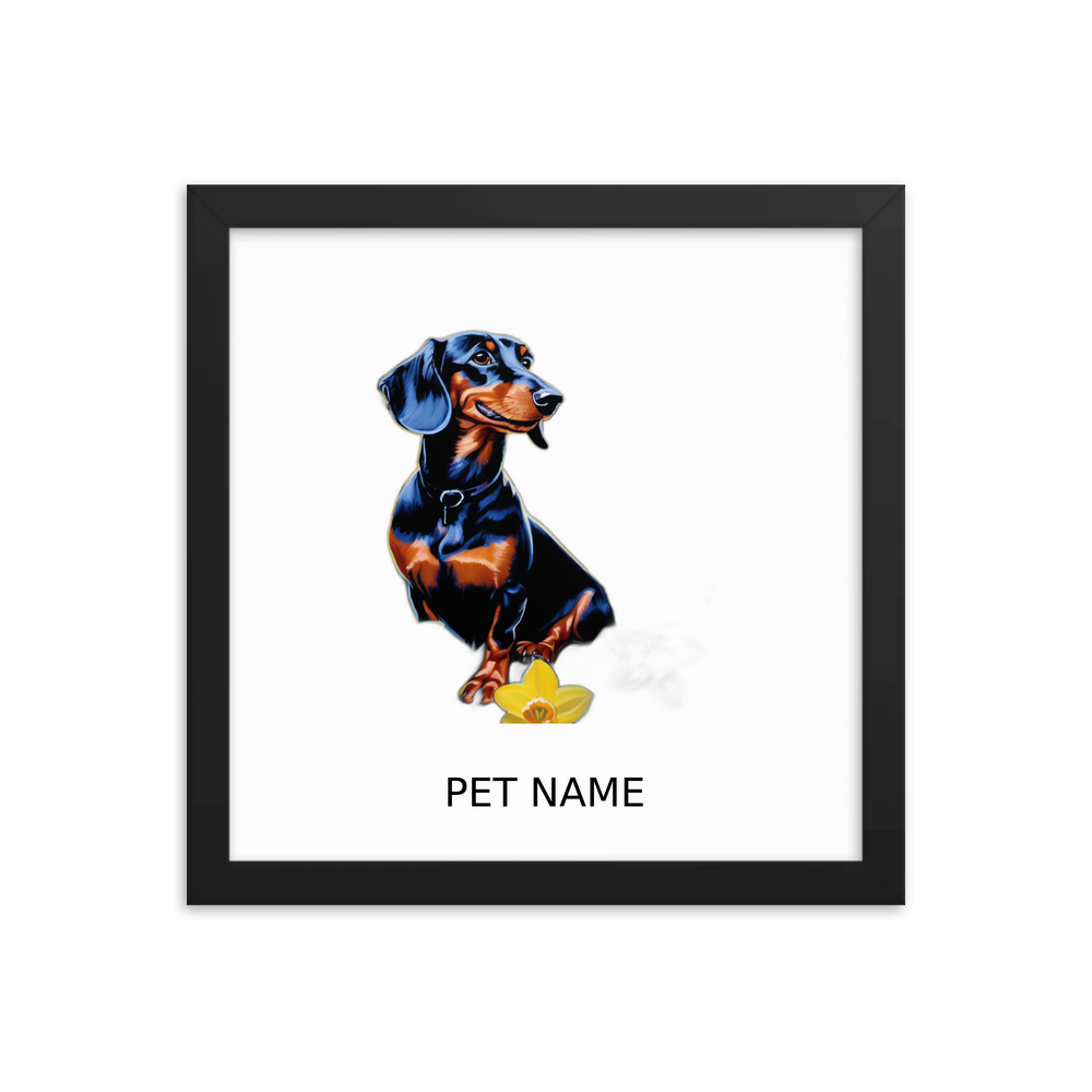 PugMug Custom Black Dachshund Framed Print with Your Pet’s Name