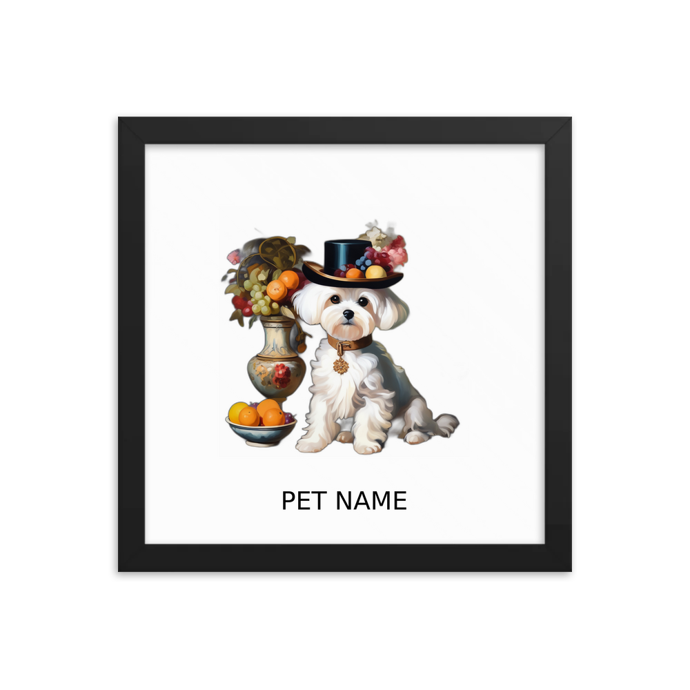 PugMug Custom Maltese Dog Framed Print with Your Pet’s Name