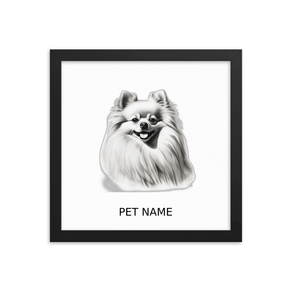 PugMug Custom White Pomeranian Framed Print with Your Pet’s Name