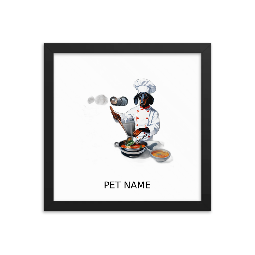 PugMug Custom Black Dachshund Framed Print with Your Pet’s Name