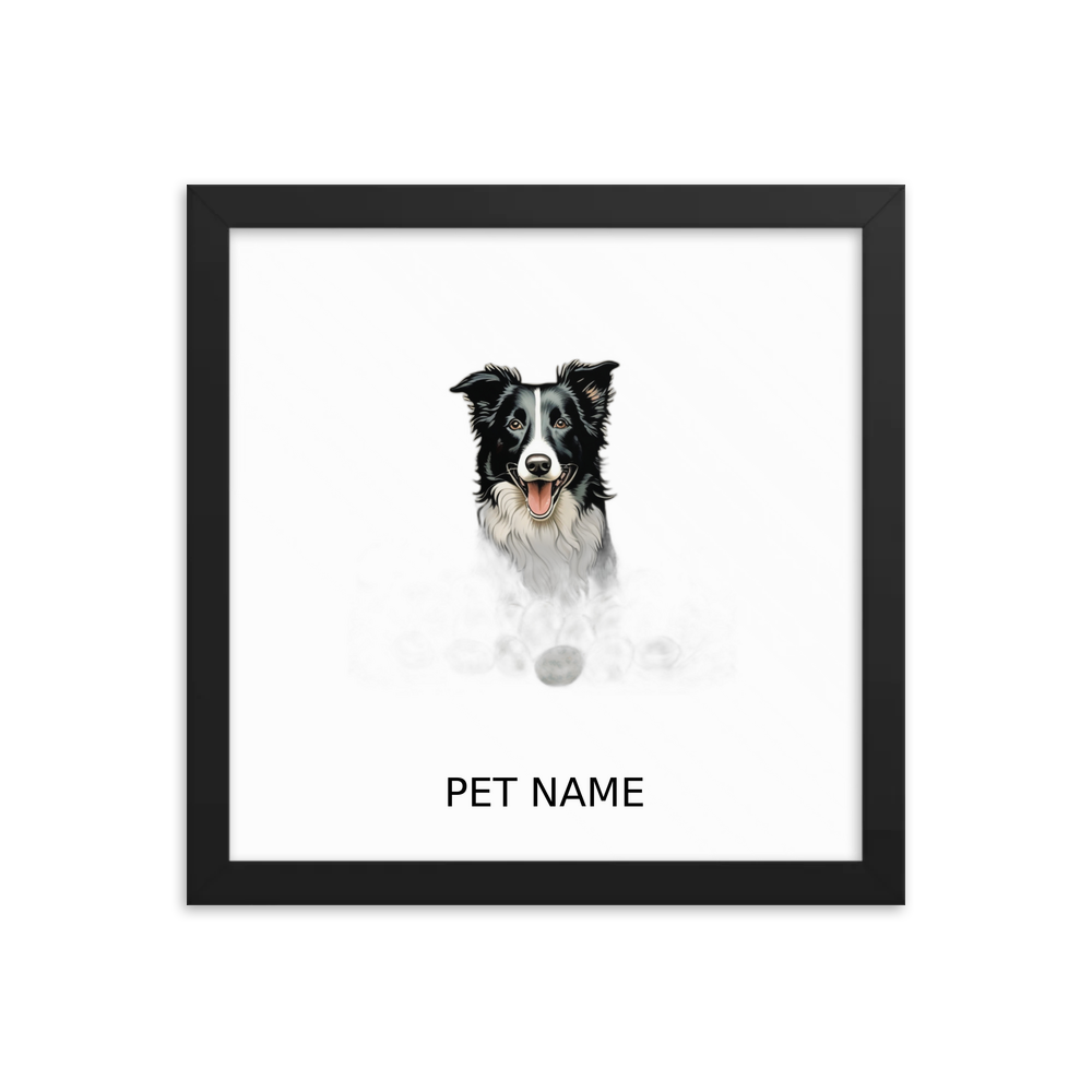 PugMug Custom Border Collie Framed Print with Your Pet’s Name