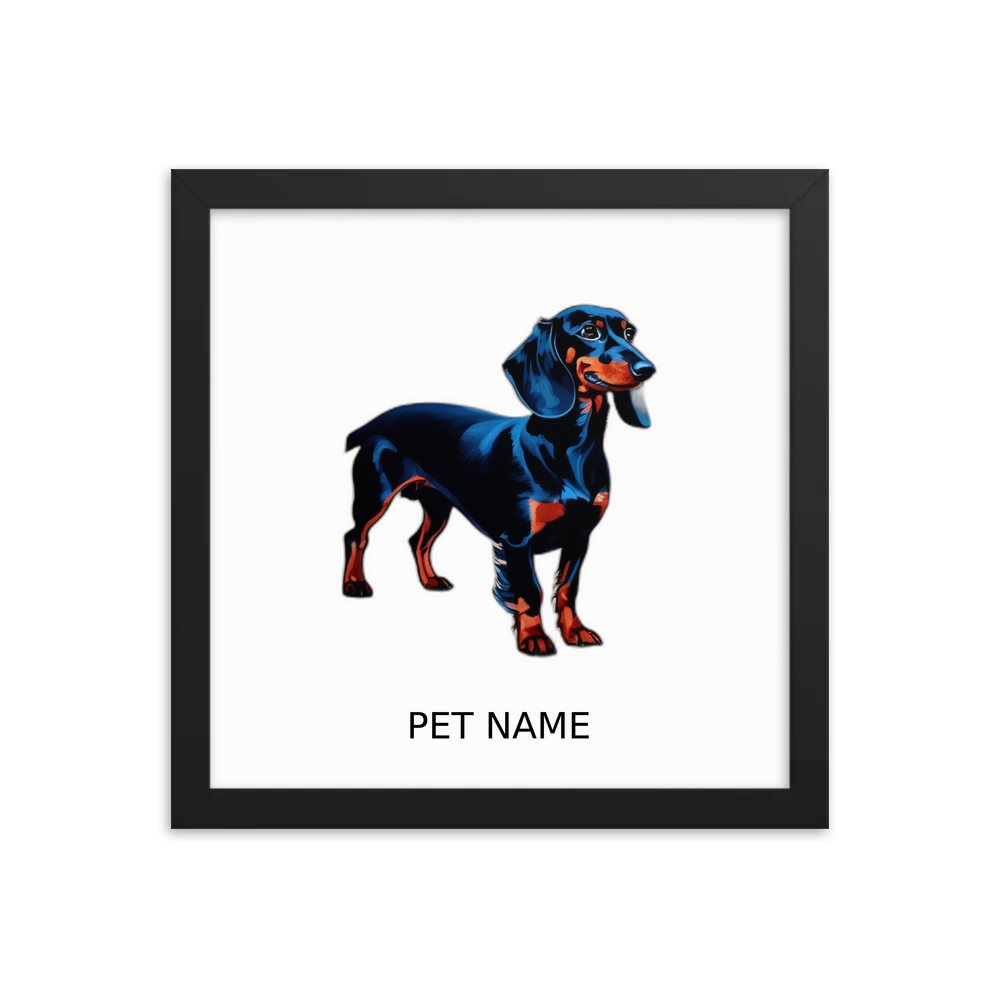 PugMug Custom Black Dachshund Framed Print with Your Pet’s Name