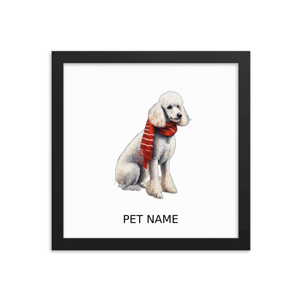 PugMug Custom White Poodle Framed Print with Your Pet’s Name