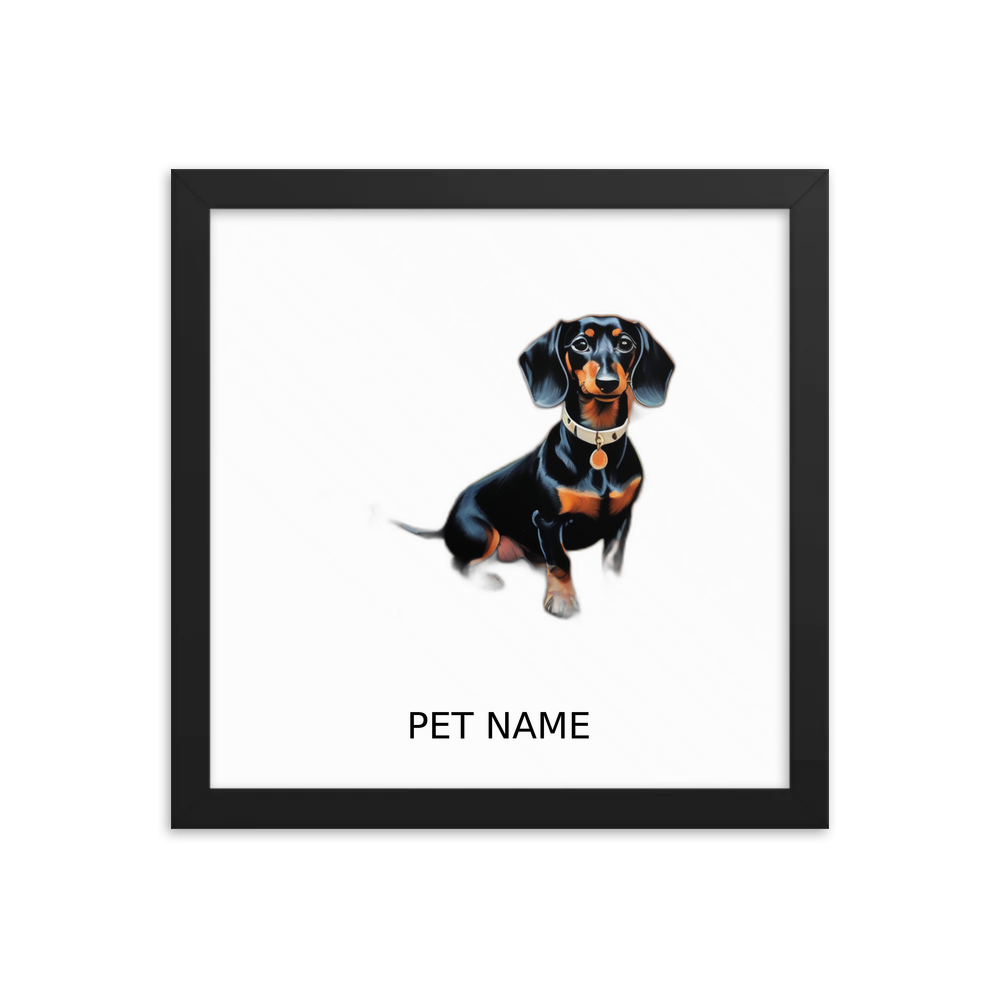 PugMug Custom Black Dachshund Framed Print with Your Pet’s Name