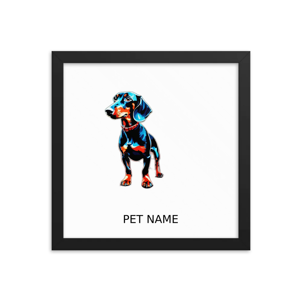 PugMug Custom Black Dachshund Framed Print with Your Pet’s Name