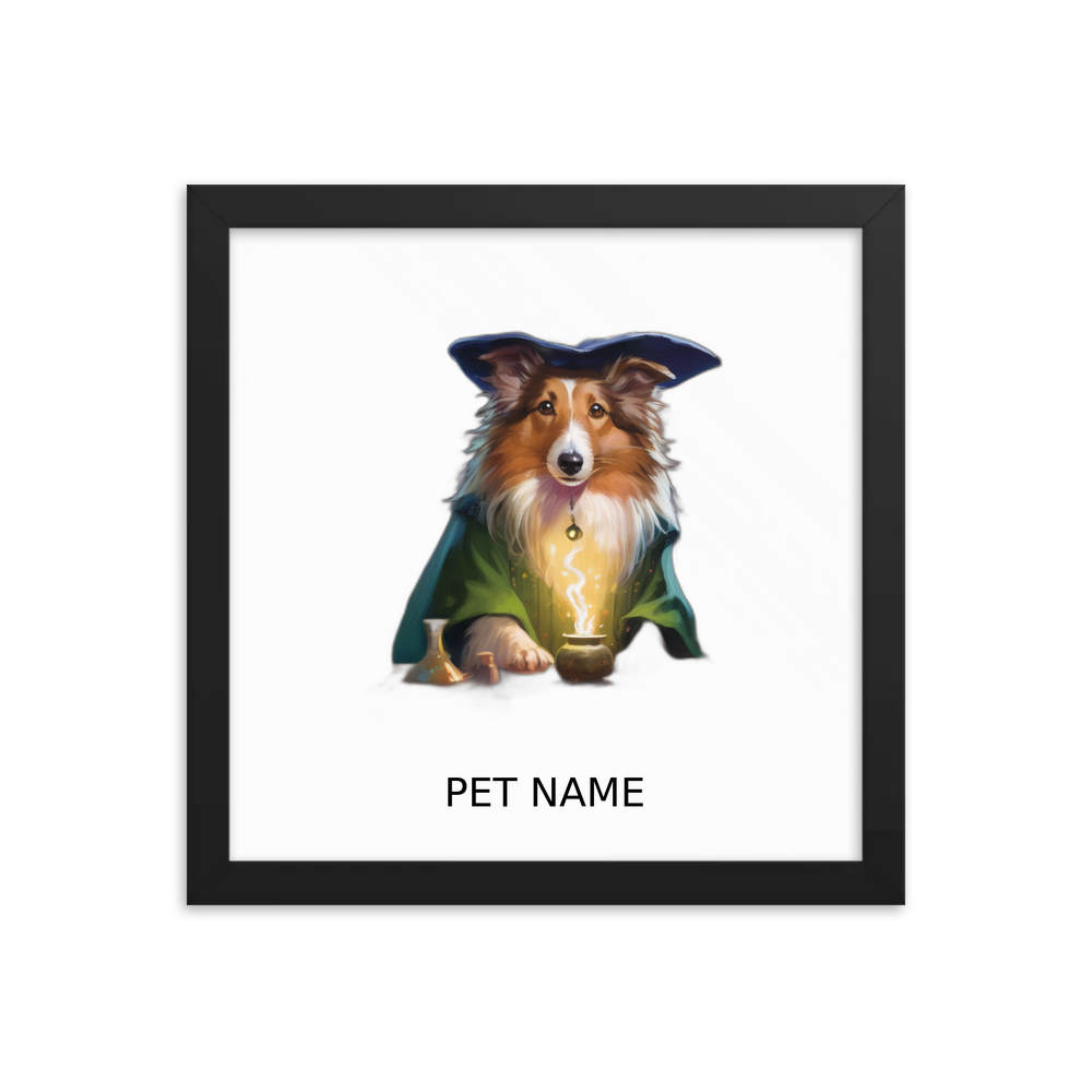 PugMug Custom Shetland Sheepdog Framed Print with Your Pet’s Name