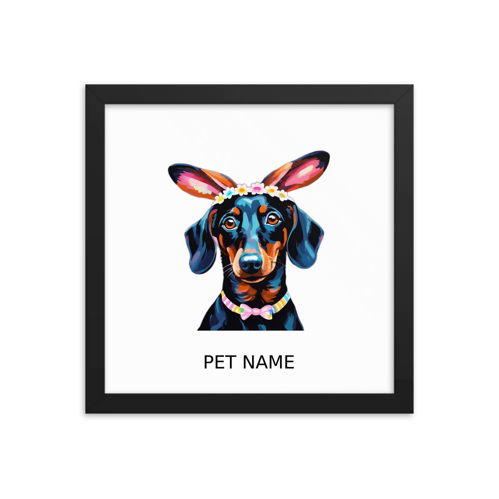PugMug Custom Black Dachshund Framed Print with Your Pet’s Name