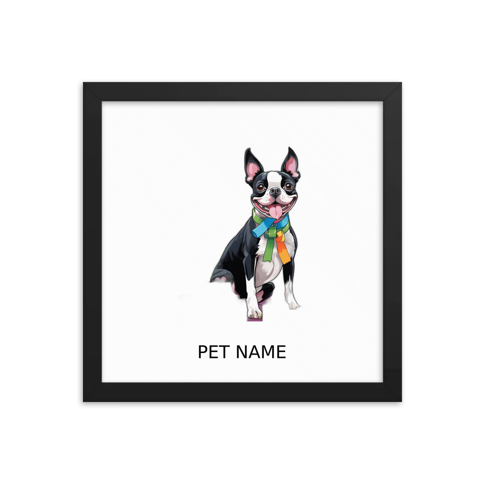 PugMug Custom Boston Terrier Framed Print with Your Pet’s Name
