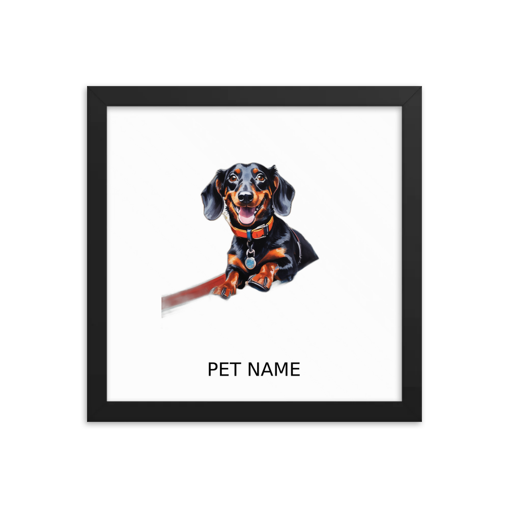 PugMug Custom Black Dachshund Framed Print with Your Pet’s Name