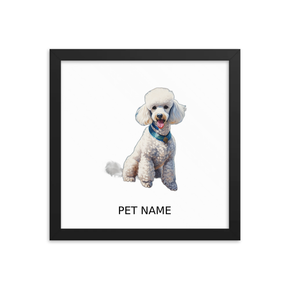 PugMug Custom White Poodle Framed Print with Your Pet’s Name