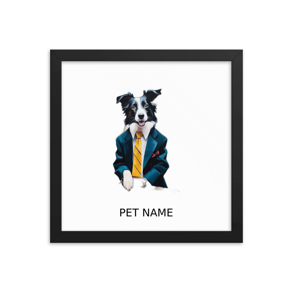 PugMug Custom Border Collie Framed Print with Your Pet’s Name